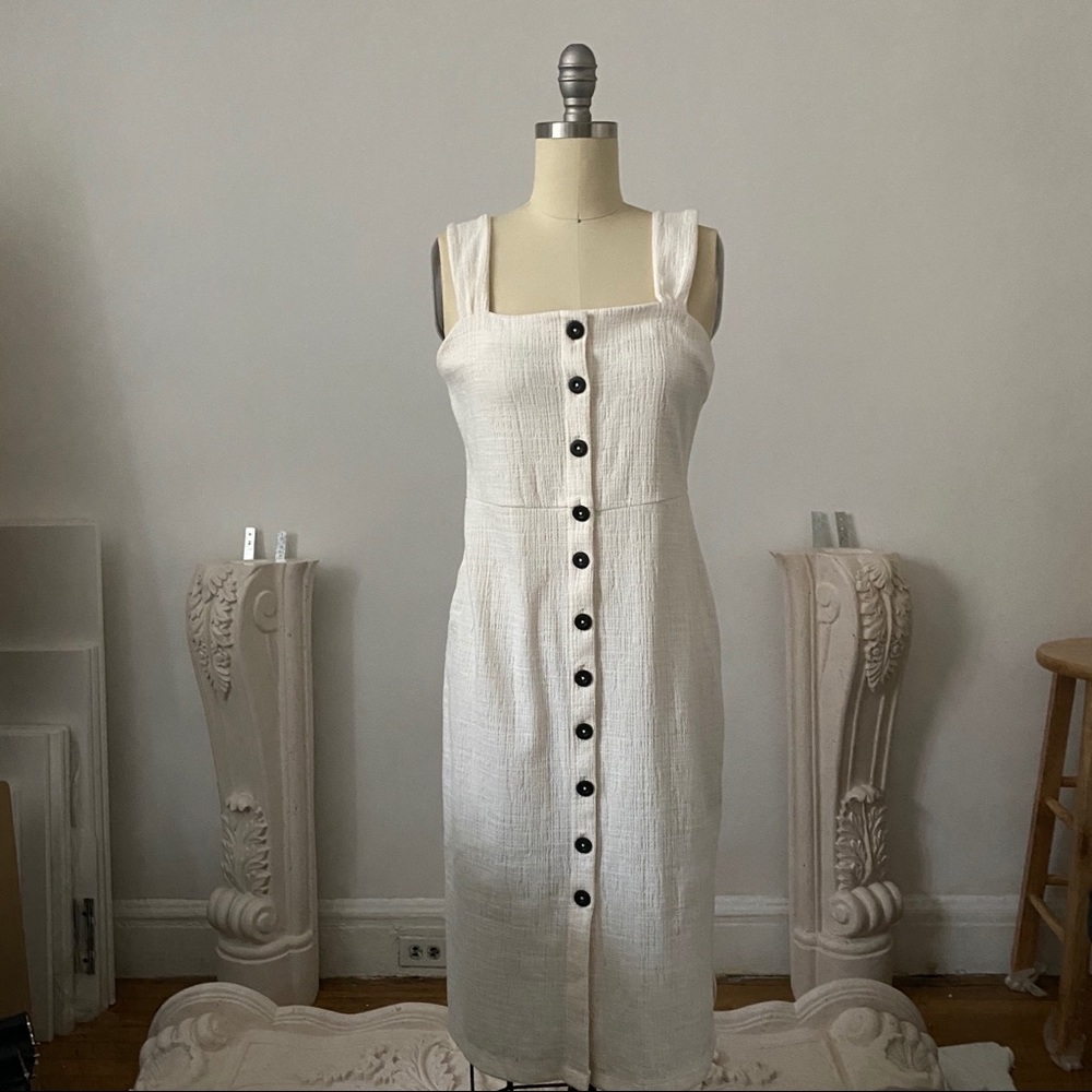 Madewell cream white button down midi tank dress